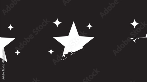Abstract night scene featuring scattered white stars on a dark background with a minimalist design.