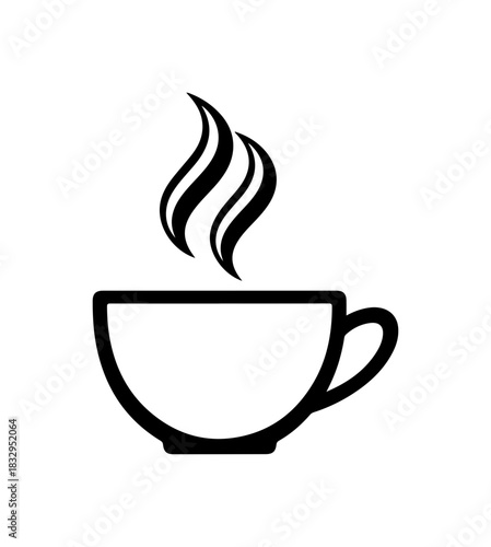 Hot coffee icon for modern cafe branding or minimalist beverage menu design