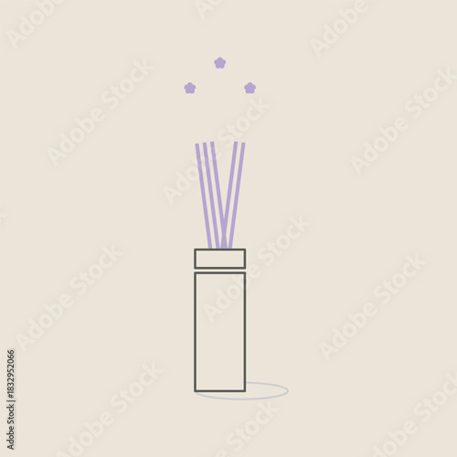 オイルフレグランスで楽しむ香りのある癒し空間の線画イラスト