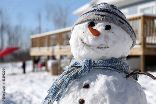 Snowman built by family during winter break
