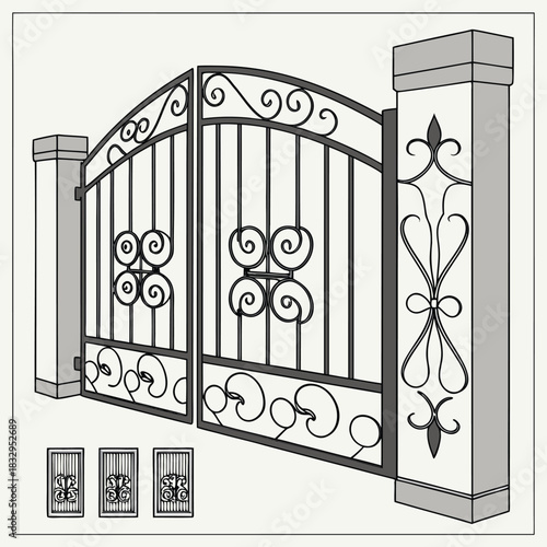 decorative forged elements for processing modern metal gates