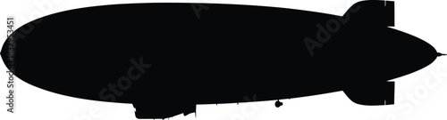 Black silhouette of a zeppelin blimp on white background