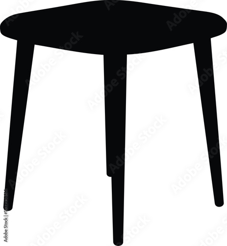 Minimalist black stool silhouette on white background