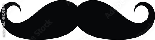 Classic black handlebar mustache icon vector