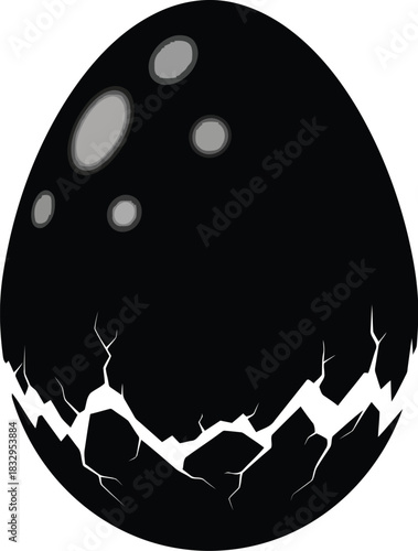 Cracked black dragon egg with glowing spots