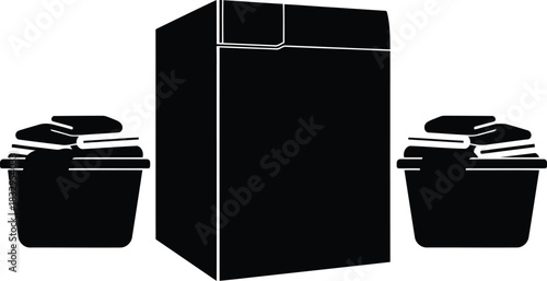 Laundry room icon: washing machine and laundry baskets
