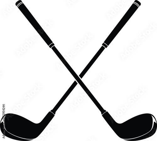 Crossed golf clubs silhouette - sports icon vector