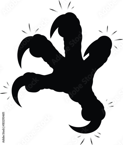 Black bird claw silhouette with sharp talons