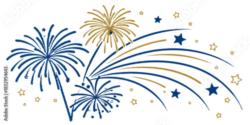 High-quality vector fireworks display, festive holiday theme, vivid colors, soft glow, isolated with no background.