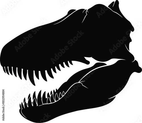 Tyrannosaurus rex skull silhouette vector illustration