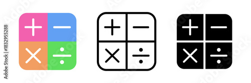 四則演算記号のアイコンセット（ベクター） Four Math Symbols Icon Set Vector