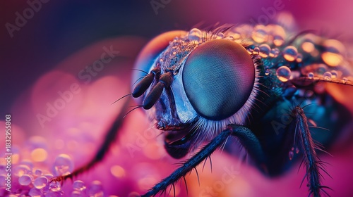 Detailed close-up of a fly showcasing intricate eye