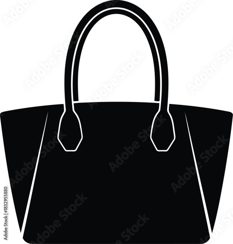 Black tote bag icon silhouette