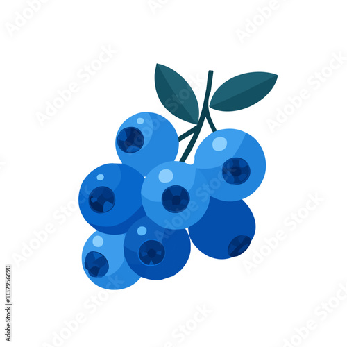 Attractive Simple illustration with EPS format design of bunch of blueberries isolated on white and transparent background, Clipart set, Minimalist illustration