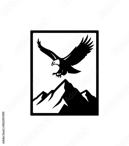 Majestic eagle soars above mountain peaks evoking freedom and adventure