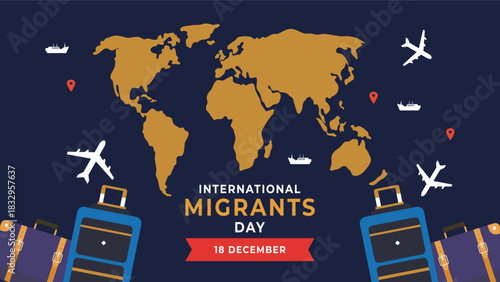 International migrants day flyer illustration