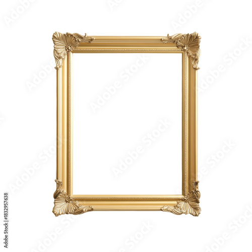 Elegant ornate gold frame with leaf detailing against black background