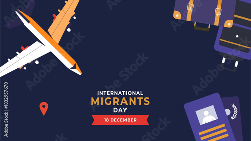 International migrants day flyer illustration