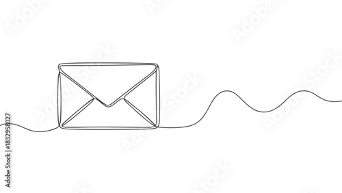 Envelope in One Continuous Line Art Minimalist Correspondence Design