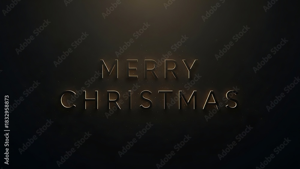 Fototapeta premium Elegant Merry Christmas text with glowing golden letters on dark background
