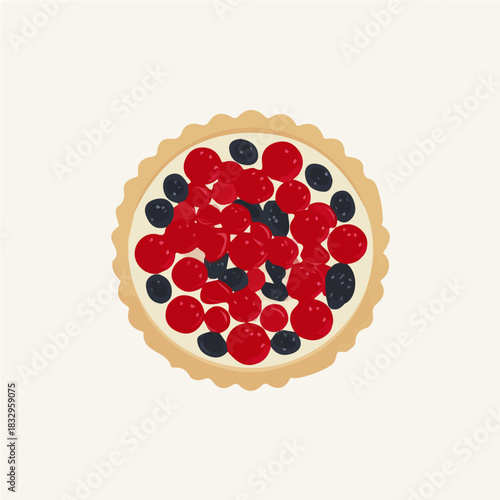 Attractive Simple illustration with EPS format design of fruit tart isolated on white and transparent background, Clipart set, Minimalist illustration