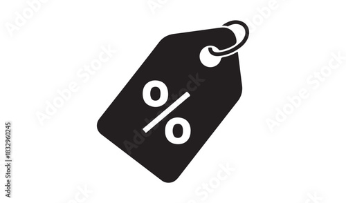 Black price tag with a white percentage symbol for discounts and sales