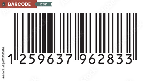 Barcode with numbers. Barcode icon. Vector illustration.