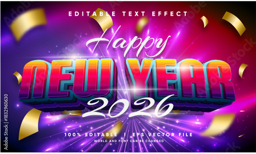happy new year vector text effect editable