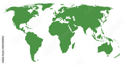 Simplified world map showing Europe and African continent, vector illustration for geography