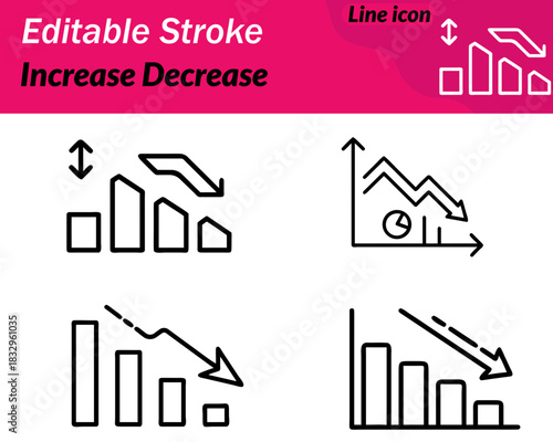 A simple dual-arrow icon showing one arrow pointing upward to represent. Increase and another pointing downward for decrease. Symbolizing growth decline adjustments statistics and performance changes.