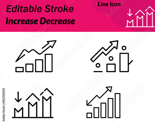 A simple dual-arrow icon showing one arrow pointing upward to represent. Increase and another pointing downward for decrease. Symbolizing growth decline adjustments statistics and performance changes.