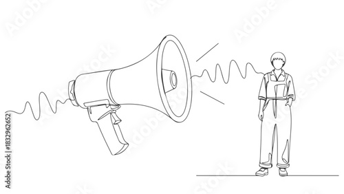 Loud Speaker A Continuous One Line Art Drawing Depicting Communication and Voice