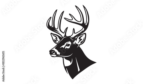Majestic buck deer head silhouette with antlers