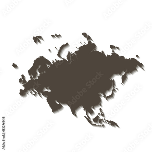 Map of Eurasia, sign silhouette. World Map Globe. Vector Illustration isolated on white background. Europe and Asia continent.