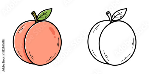 シンプルな桃のアイコンイラスト