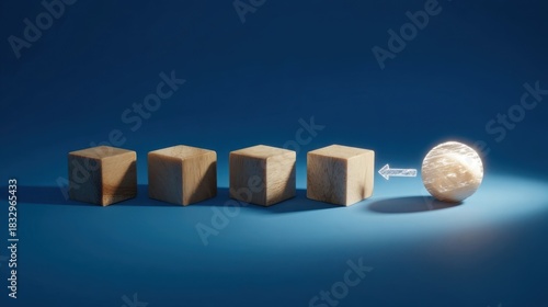 A hand-drawn arrow points to the right, creating space for an additional object or thought, with the left side empty,