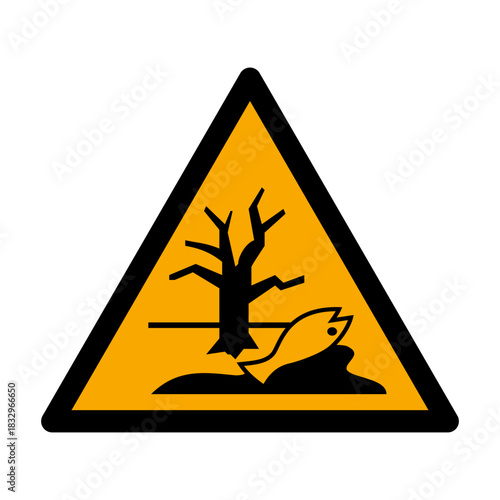 ISO 7010 W072 Substance or mixture that can cause an environmental hazard Sign. Environmental Hazard Warning Sign. Environmental Danger Pictogram. Ecological Hazard Safety Icon. Environmental Risk.