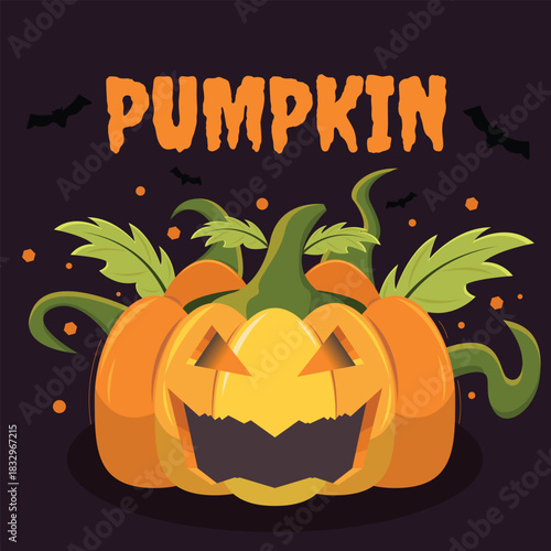 Halloween Pumpkin Illustration – Spooky Jack O’Lantern Vector Art