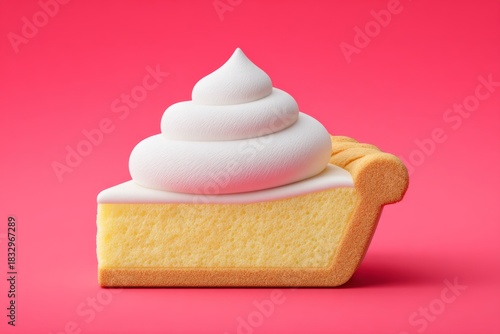 Pie Slice with Cream 3D Render