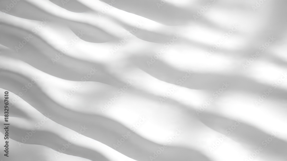 Obraz premium Elegant white wavy abstract background with gentle shadows, creating a serene, minimalist texture. Smooth curves and soft light interplay beautifully.