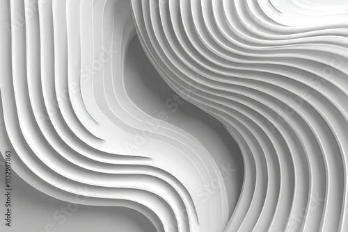 Monochrome White Abstract Snowdrift Waves