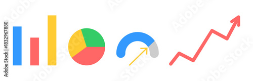 Business Progress Analytics Charts with Performance Indicators Vector