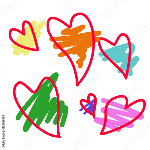 Set red shape heart icon, vector set heart shape, lovers on Valentines day Valentine's Day background with a red falling hearts. Love concept.
