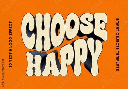 Retro Volume Text & Logo Effect Mockup