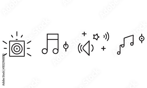 Music Notes and Sound Icons – Musical Symbols, Audio Elements & Instrument Line Art