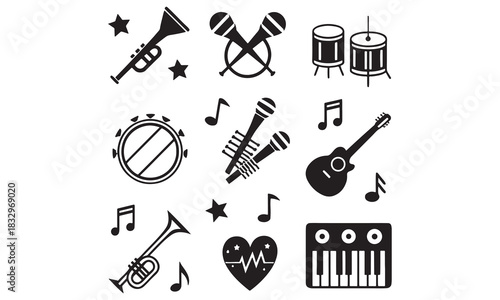 Music Icons Collection – Musical Instrument Symbols, Studio Tools & Sound Design Elements