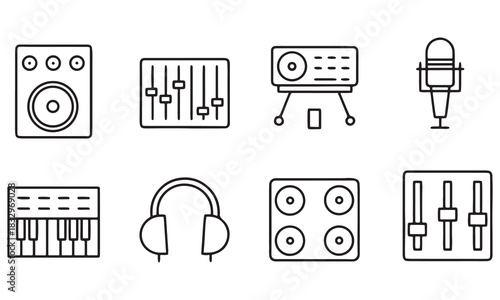 Music Icons Collection – Musical Instrument Symbols, Studio Tools & Sound Design Elements