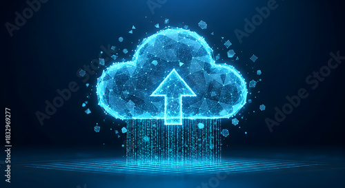 Wallpaper Mural Modern cloud computing concept with digital upload arrow for data storage and networking solutions in vibrant blue for tech industry applications Torontodigital.ca