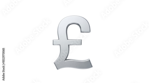 Silver pound sign isolated PNG on transparent background, currency symbol for finance and international business