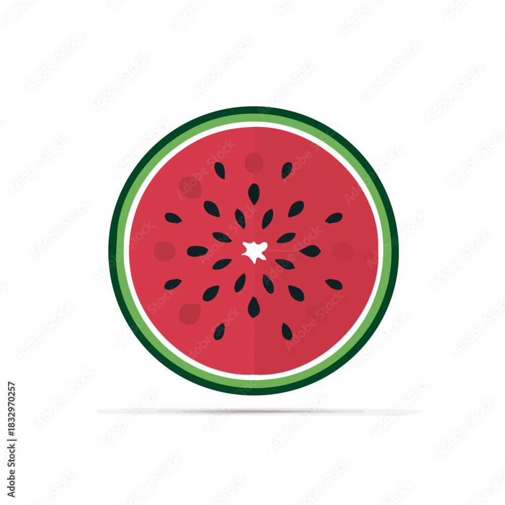 Fototapeta premium flat_2D_icon_of_a_sliced_watermelon circle_isolated_on white background, flat 2D icon, minimal design, simple illustration with EPS format design, Christmas set